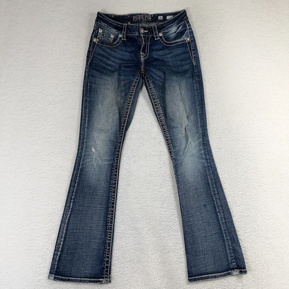 Miss Me Denim Boot Jeans JD1103BV Blue Women's Size 26 (28x30.5) Studded